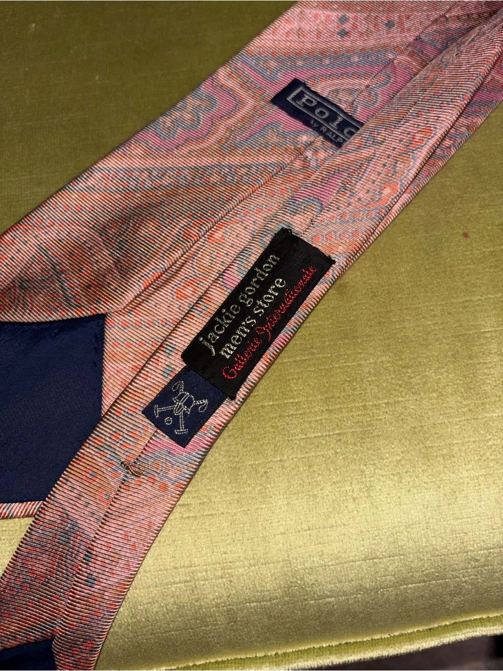 Polo by Ralph Lauren Pink Paisley Silk Tie - Picture 6 of 6